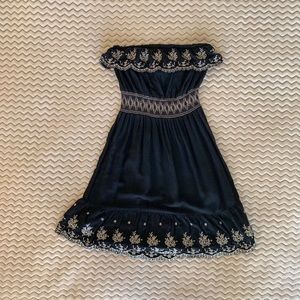 Strapless Mexican Embroidered Dress Size Small